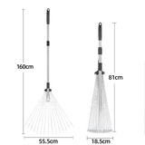 Adjustable Metal Leaf Rake Long Handle for Lawn Garden Yard Soil Loosening