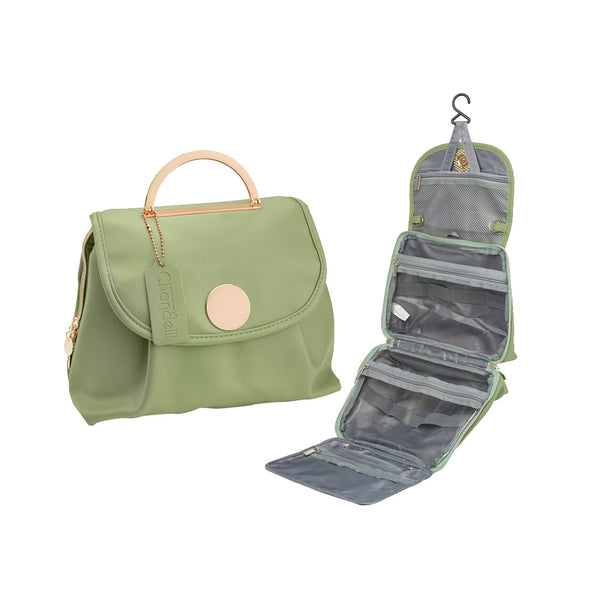 Women Travel Toiletry Bag with Hanging Hook Travel Sling Bag Green
