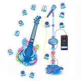 2 in 1 Guitar Microphone Toy with Color Lights for Ages 4 Plus Blue