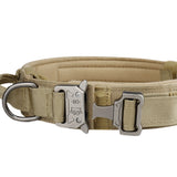 Heavy Duty Tactical Dog Collar Military Pet Collar With Metal Buckle Adjustable Khaki