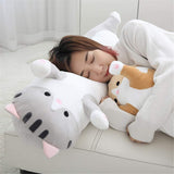 Cat Shape Long Throw Pillow Stuffed Cute Doll Cushion Grey