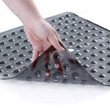 Large Non-Slip Shower Mat with Drain Holes Square Bath Mat Black