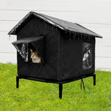 Cat House for Outside Winter Insulated Cat Shelter for Small to Medium Cats Black