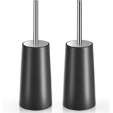 2 PCS Toilet Brush Set with 304 Stainless Steel Handle and Holder Black