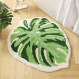 Non Slip Cute Monstera Bath Mat Green Leaf Bath Mat for Bathroom