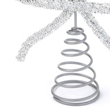 Sparkling Christmas Tree Top Bow Elegant Holiday Decoration Silver