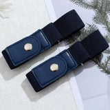 4Pcs Set No Buckle Elastic Belt for Jeans and Pants Adjustable Waistband Tightener with Double Ring Design Stretch Belt Loop Strap Blue and Black