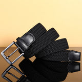 Mens Belt  Braided Stretch Golf Belt for Golf Pants Casual Shorts Jeans Black