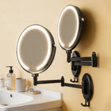 Extendable Wall Mirror LED 7X Magnification 3 Color Modes for Makeup