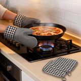 4Pcs Plaid Oven Mitts and Pot Holders for Cooking Baking Grilling