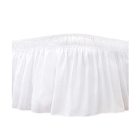 Wrap Around Bed Skirts Dust Ruffles Bed Skirt with Adjustable Elastic Belt White