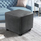 Silver Fox Velvet Footstool Cover High Stretch Square Machine Washable Gray
