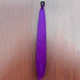 2PCS Purple Ponytail Extensions with Elastic Tie Straight Sleek Wrap Around Braids Purple