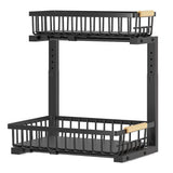 2 Tier Under Sink Organizer Slide out Pull out Cabinet Organizer Shelf for Kitchen Closet Organization Black