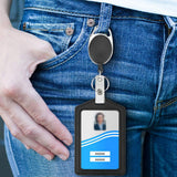 2Pcs PU ID Card Holder with Retractable Badge Reel