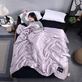 Silk Imitation Summer Cool Air Condition Quilt Washable Quilt Light Purple