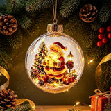 2 PCS 8cm Clear Plastic Fillable Christmas Ball Ornaments Santa