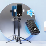Bluetooth Selfie Stick Tripod LED Light Phone Holder Black