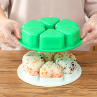 6-Hole Onigiri Mold Triangle Rice Ball Mold Bento Press Maker Mold with Lid Kitchen Tool Green