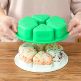 6-Hole Onigiri Mold Triangle Rice Ball Mold Bento Press Maker Mold with Lid Kitchen Tool Green