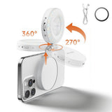 Rechargeable Folding Phone Selfie Light with Mirror – Portable Phone Fill Light White