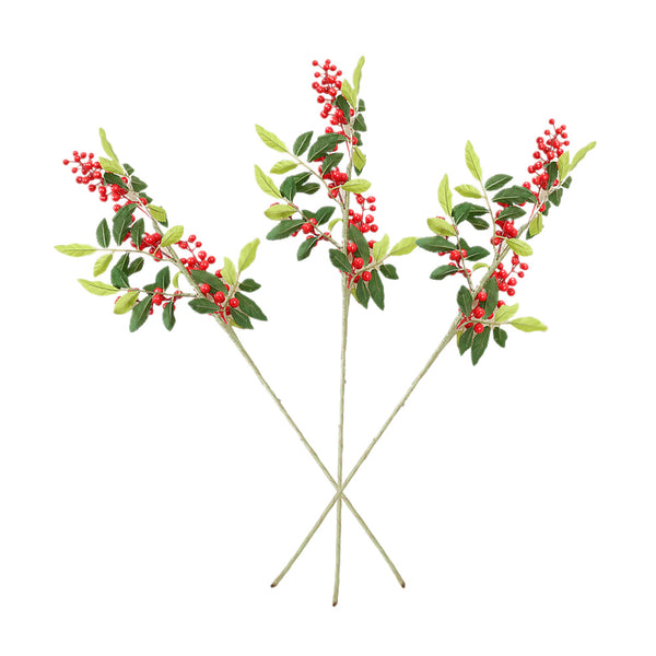 3Pcs 67cm Artificial Red Berry Branch Christmas Wreath Wedding Party Home Decor