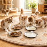 4Pcs Stainless Steel Pet Bowls Durable Shallow Pet Feeding Dishes Easy to Clean Silver