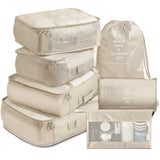 7 Pcs Set Travel Packing Organizers for Space Saving Packing Cubes Luggage Organizers Travel Accessories Beige