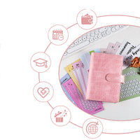 2-in-1 A6 Budget Binder Set Money Saving Challenge Tracker for Budget Plan Pink