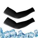 3 Pair 40cm Straight Nylon Spandex Cooling Arm Sleeves without Thumb Holes Black