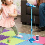 Karaoke Machine with 1 Mic Adjustable Stand Music Play Toy Blue