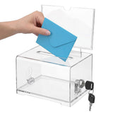 Lockable Collection Box with Keys for Suggestion Donations Voting Clear