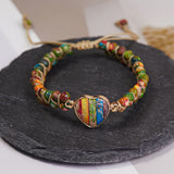 Handmade Natural Stone Beaded Bracelet – Adjustable Woven Bangle for Women Jewelry Colorful