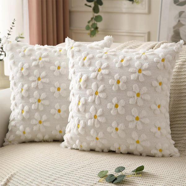 2Pcs  Flower Pillowcases Floral Throw Pillow Covers for Sofa Home Decor Style 2