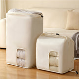 2 Piece Hand Compression Quilt Storage Bags with Valve and Clear Window Beige