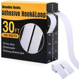 30Ft x 1 Inch Heavy Duty Hook and Loop Tape with Adhesive White