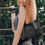 Mini Gym Bag for Women Girls Small Gym Tote Bag with Wet Compartment Workout Sport Shoulder Bag Black