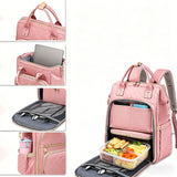 2-in-1 Laptop Backpack with Insulated Lunch Bag Work Backpack for 15.6 Inch Laptop Pink