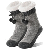 Non Slip Cabin Soft Fleece Socks For Womens Winter Warm Thick Thermal Cozy Plush Grey