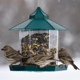 Outdoor Hanging Bird Feeder Gazebo Shape Seed Container Green