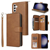 Leather Wallet Flip Case Compatible With Samsung S26 Series Brown