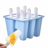6-Cavity Ice Cream Popsicle Molds Ice Lolly Mold with Sticks Blue