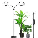 Grow Lights Dual Head LED Adjustable Height 134 to 170 cm for Indoor Plants Black