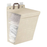 2 PCS Wall Mounted Foldable Laundry Hamper Hanging Clothes Storage Basket Beige