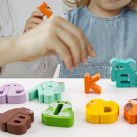 Wooden Alphabet Animal Puzzles – Matching Game Educational Toys for Kids