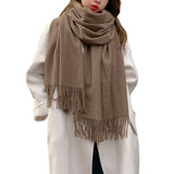 Mens Womens Oversize Polyester Blanket Shawl Wrap Solid Scarf Coffee Brown