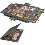 Foldable Puzzle Board with 6 Sliding Drawers for 1000 Pieces Puzzle Felt Building Table Dark Grey