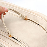 Travel Toiletry Bag Makeup Organizer with Handle Water Resistant Cosmetic Bag Beige