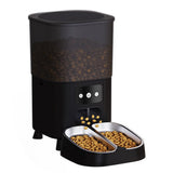 4.5L Automatic Double Cups Cat Feeders for Two Cats Black