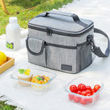 Insulated Lunch Bag Large Capacity with Adjustable Shoulder Strap Gray